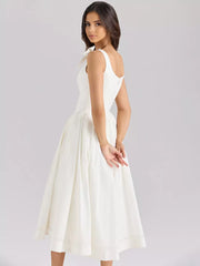 Sweet Bow Shoulders And A-line Silhouette Midi Dress