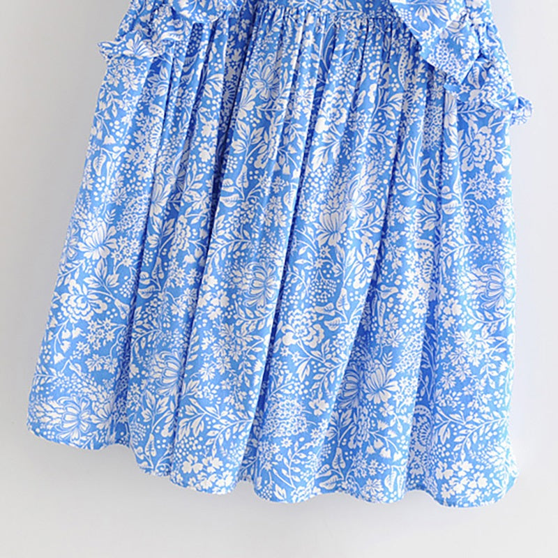 Sweet Butterfly Sleeve Floral Print Mini Dress