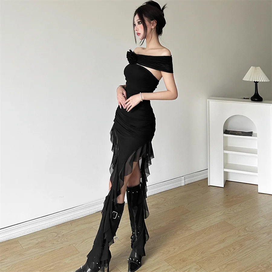 Sweet Chest Wrapping Strapless Sheath Tassel Tight Mini Dress