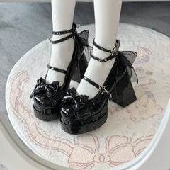 Sweet Pink Lace Bow Brand Mary Jane Shoes