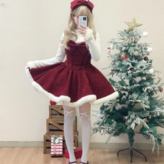 Sweet Plush Shawl Short Jackets Mini Skirts 3 Piece Set