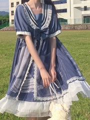 Sweet Sailor Style Short Sleeve Lolita One Piece Dresses
