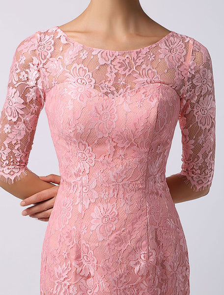 Sweetheart Bateau Half Sleeve Short Lace Wedding Guest Bridesmaid Dress
