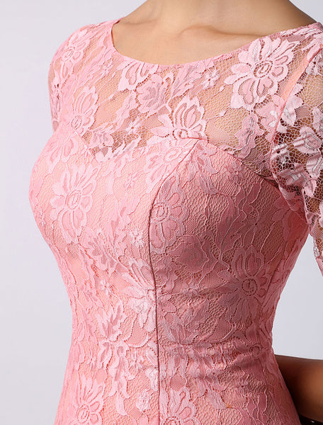 Sweetheart Bateau Half Sleeve Short Lace Wedding Guest Bridesmaid Dress