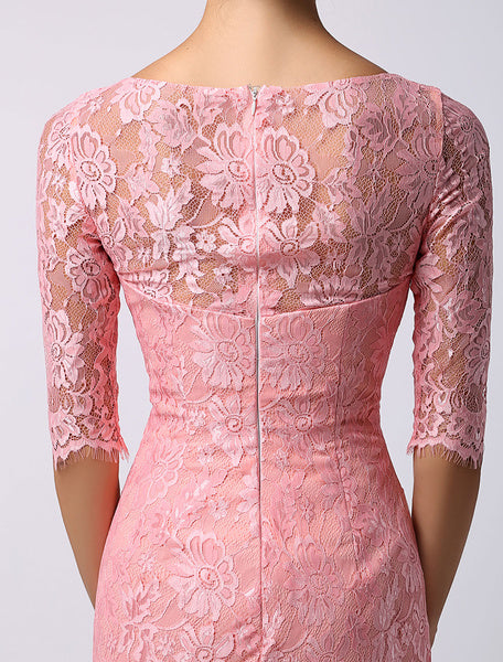 Sweetheart Bateau Half Sleeve Short Lace Wedding Guest Bridesmaid Dress