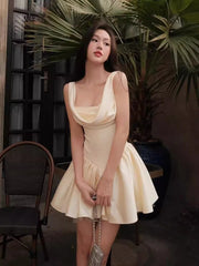 Swinging Neck Lace-up Princess A-Line Sleeveless Backless Slim Dresses