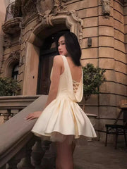 Swinging Neck Lace-up Princess A-Line Sleeveless Backless Slim Dresses