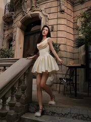 Swinging Neck Lace-up Princess A-Line Sleeveless Backless Slim Dresses