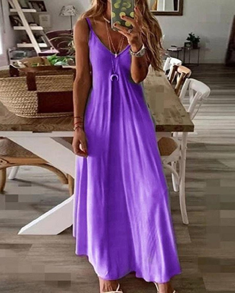 Tank Style V-Neck Maxi Dress