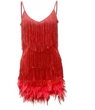 Tassel Sequins Feathers Mini Dress Cocktail Dresses