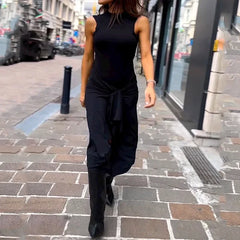 Temperament Design Street Style Combination Retro Knee-Length Dress