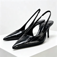 Textured Top Design Slingback Thin High Heel