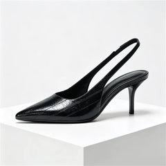 Textured Top Design Slingback Thin High Heel