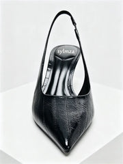Textured Top Design Slingback Thin High Heel