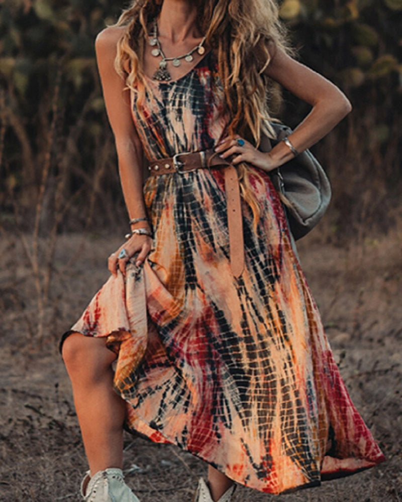Tie-Dye Printed Maxi Dress