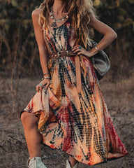 Tie-Dye Printed Maxi Dress