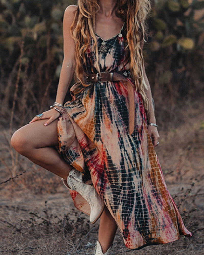 Tie-Dye Printed Maxi Dress