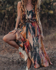 Tie-Dye Printed Maxi Dress