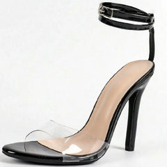 Transparent PVC Pointed Toe Open Toe Sandals Ankle Strap thin Heel