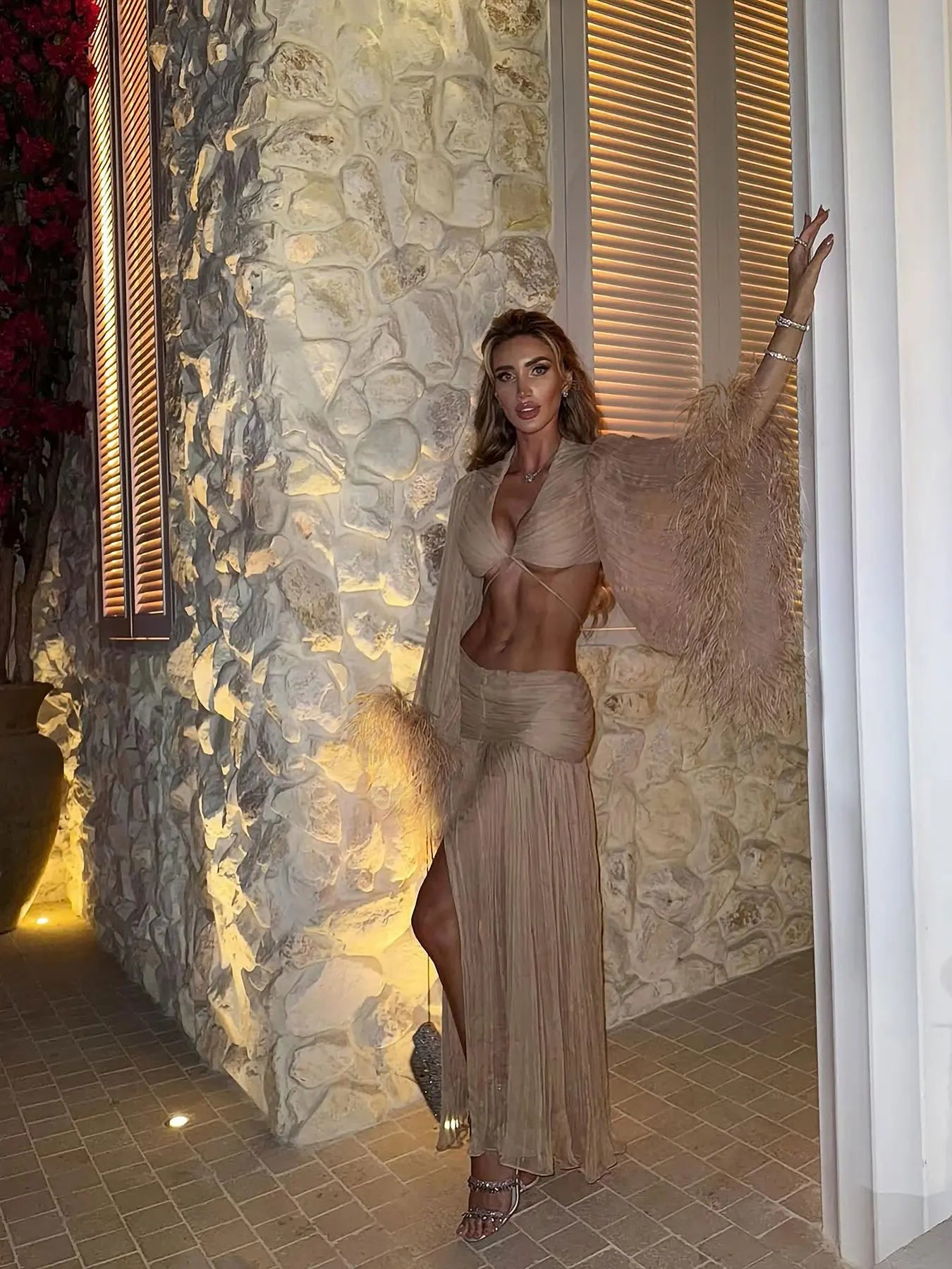 Trend Long Sleeves Tassels Skirt High Street Evening Party Dresses Set