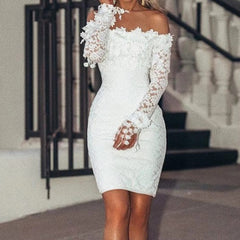 Elegant Floral Off Shoulder Strapless Pencil Bodycon Mini Dress