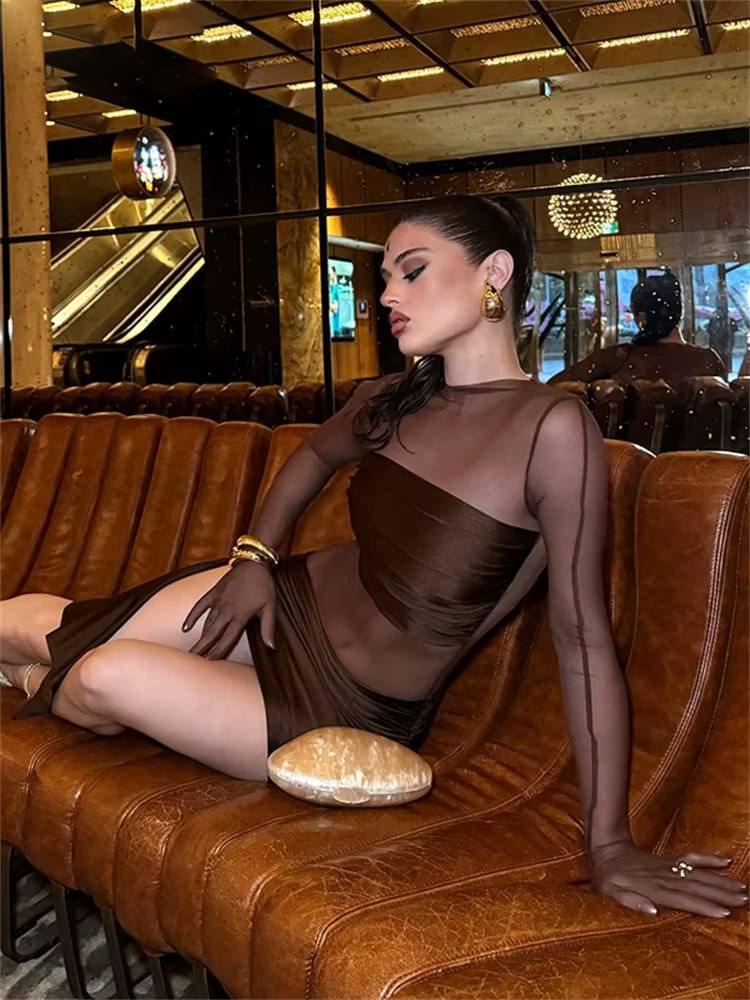Trendy Long Sleeve Pullover Low Waisted Party Mini Dress
