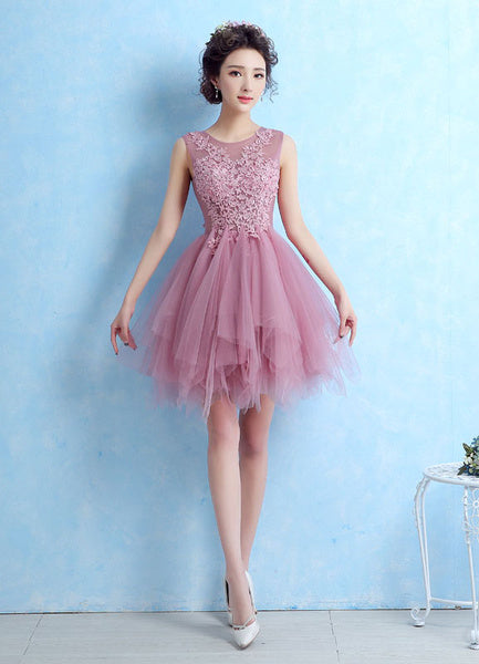 Cocktail Lace Applique Prom Homecoming Dress