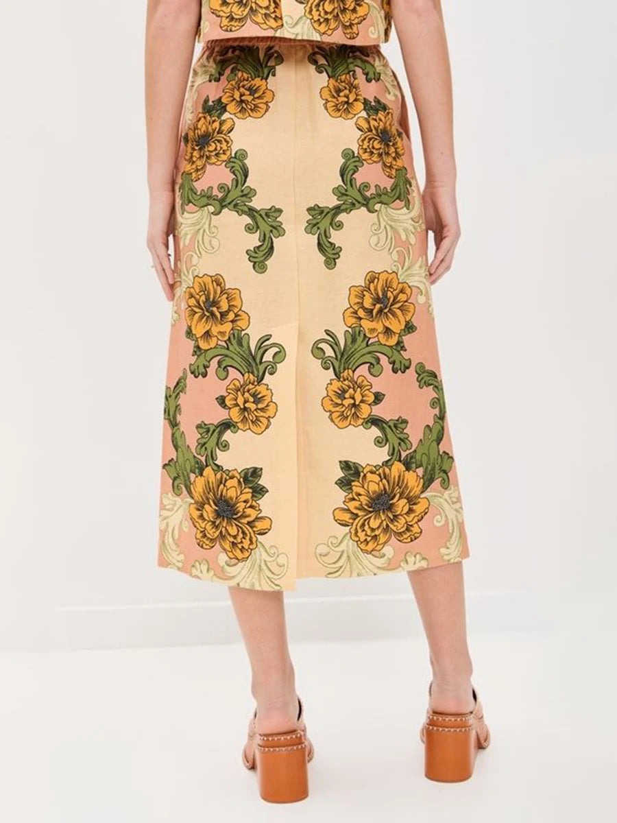 Two Piece Set O Neck Short Sleeve Top Highwaist Skirts Elegant Sets