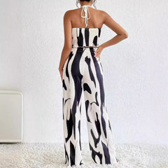 Sleeveless Zipper Fly Top High Waist Office Lady Pant Two Piece Set
