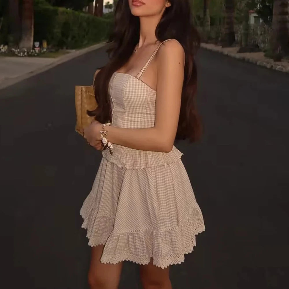 Two Piece Set Strapless Sleeveless Top High Waist Skirts Sets