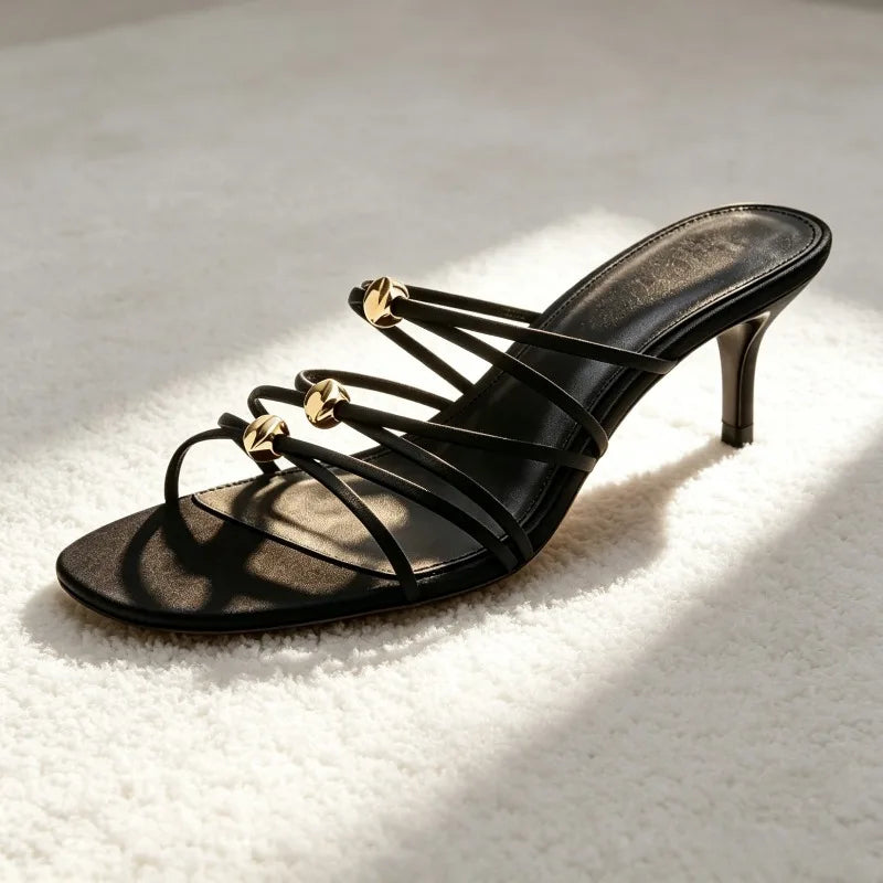 Unique Metal-decorated Kitten Heel
