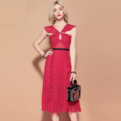 V Neck Backless Draped Ruffles Elegant Party Dress