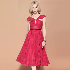 V Neck Backless Draped Ruffles Elegant Party Dress