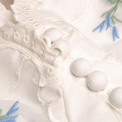 V-Neck Lantern Sleeve Applique Embroidery Dress