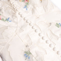 V-Neck Lantern Sleeve Applique Embroidery Dress