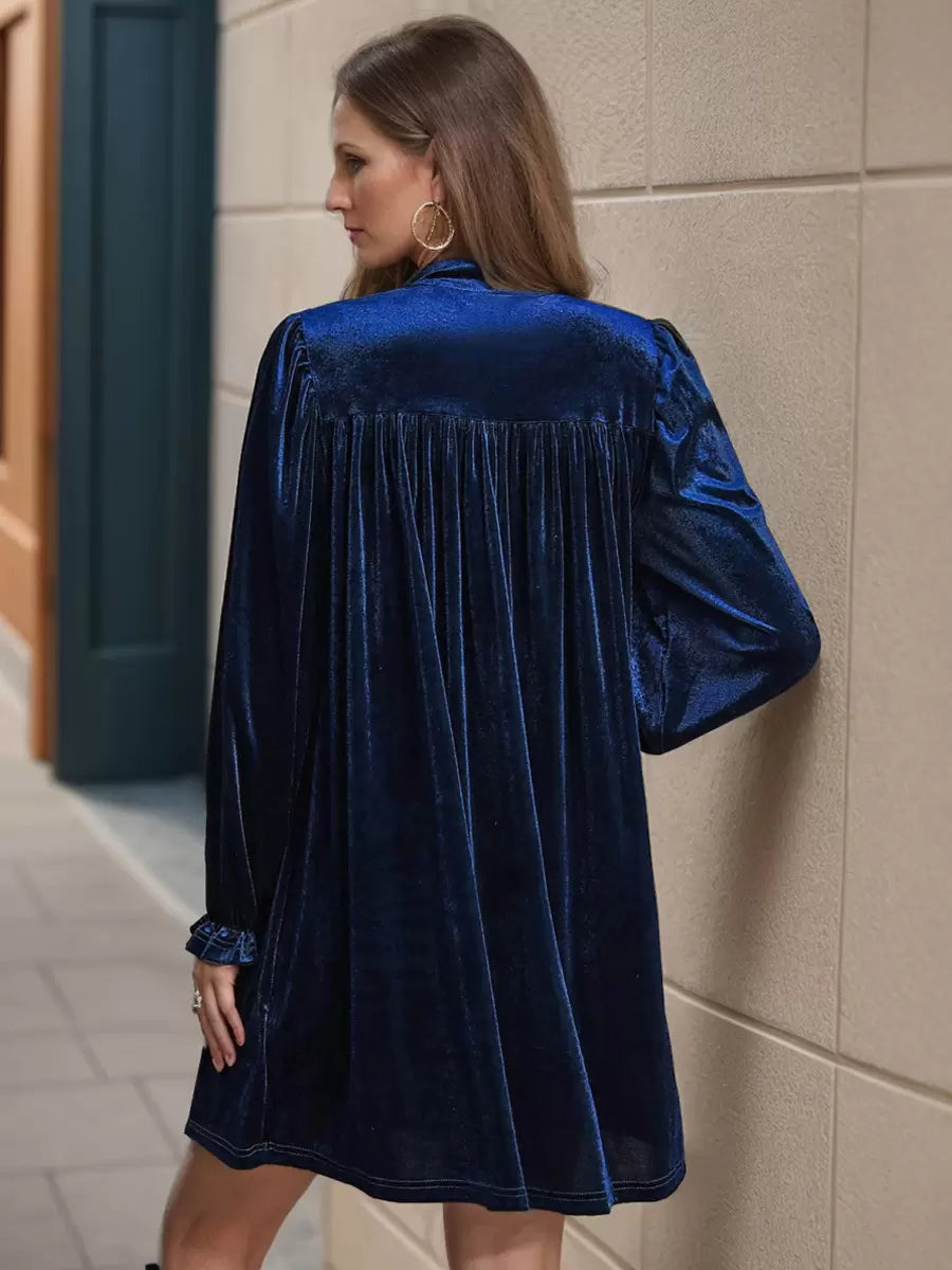 V Neck Long Sleeves Chic Layered Knee Length Elegant Mini Dresses