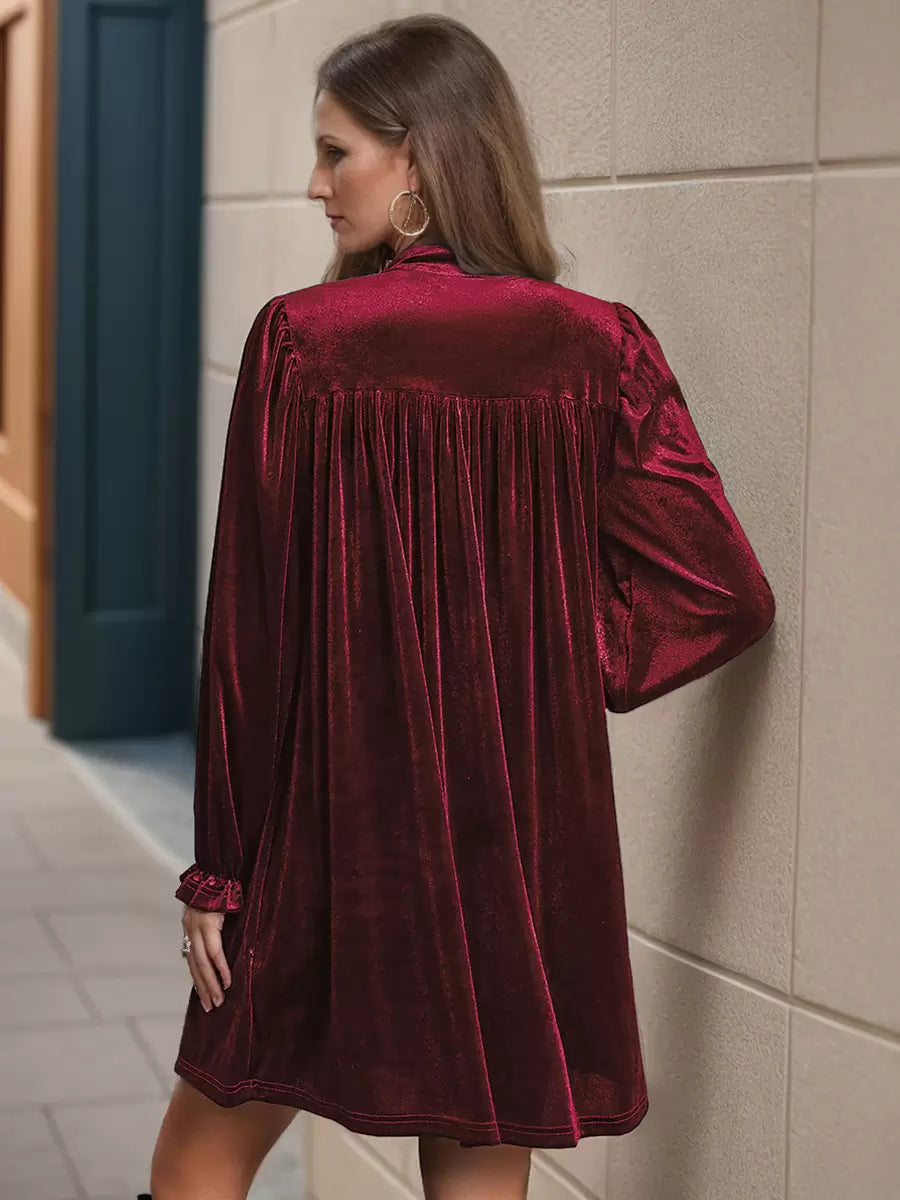 V Neck Long Sleeves Chic Layered Knee Length Elegant Mini Dresses