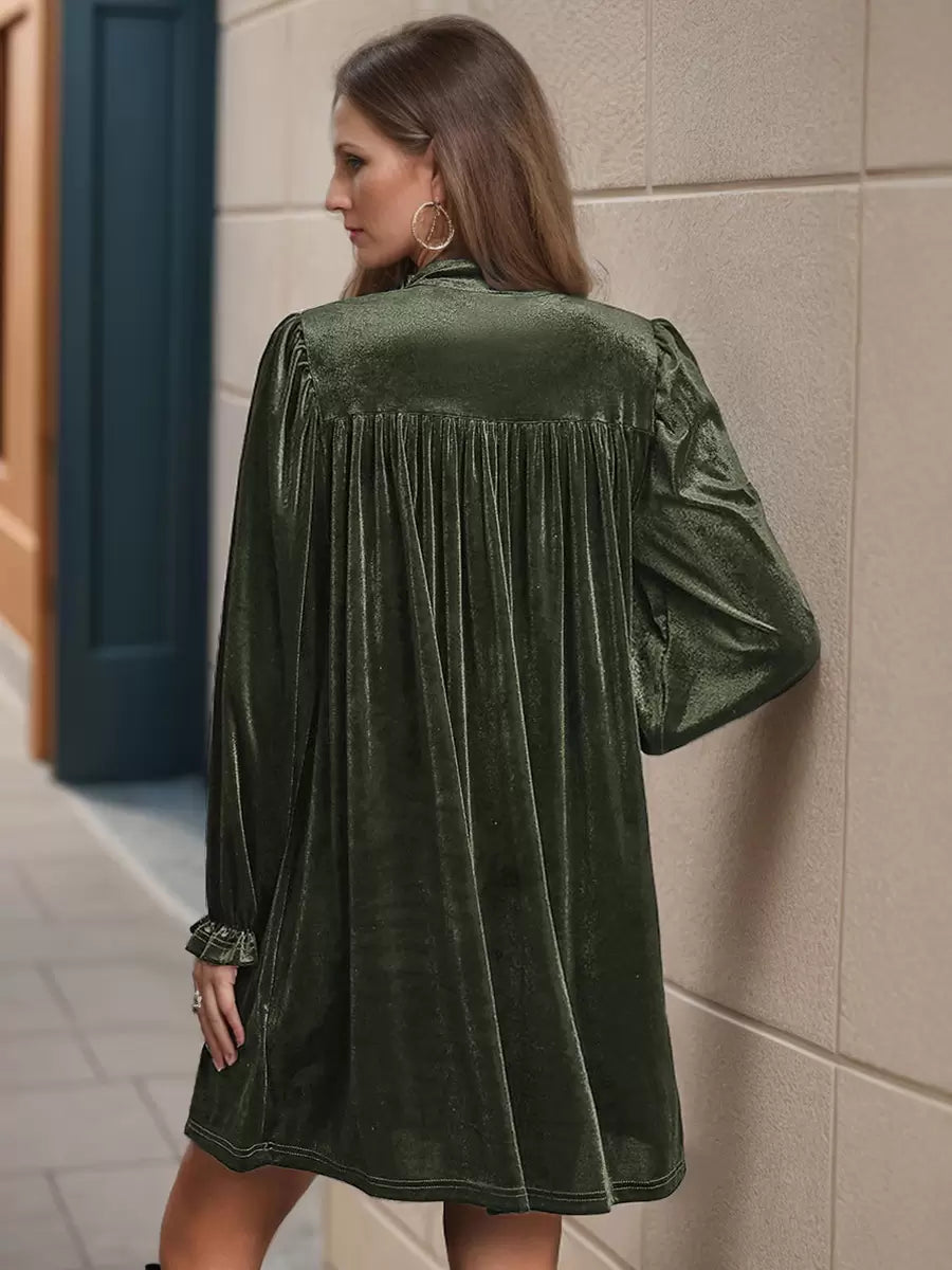 V Neck Long Sleeves Chic Layered Knee Length Elegant Mini Dresses