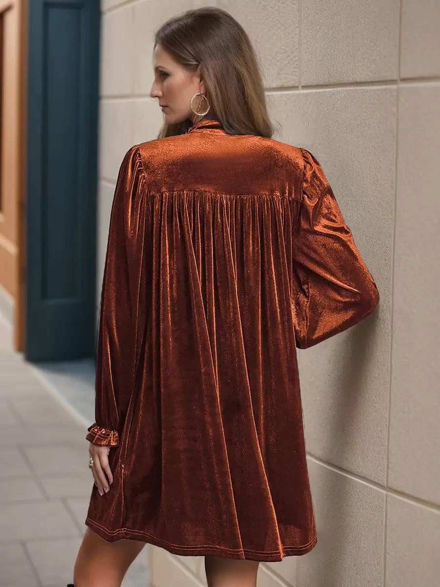 V Neck Long Sleeves Chic Layered Knee Length Elegant Mini Dresses