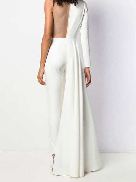 V Neck Long Sleeves One Piece Jumspuit Dress