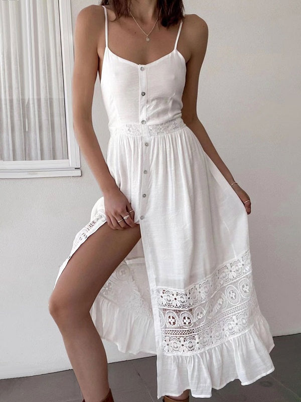 V-Neck Polyester Beach Dress