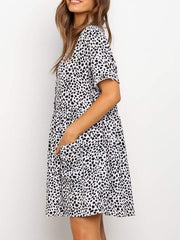 V-Neck Printed Buttons Beach Short Dress Vestidos