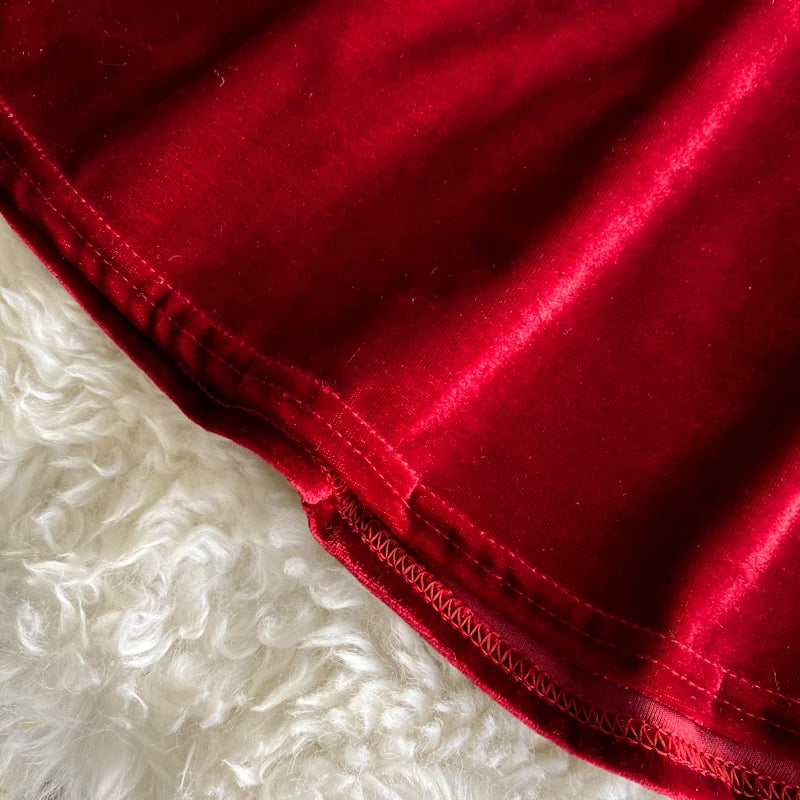 Spaghetti Strap Deep V-Neck Sleeveless Velvet Dress