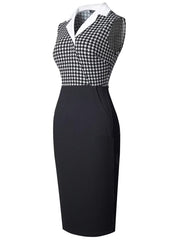 Casual Classy Turn-Down Collar Patchwork Bodycon Dress