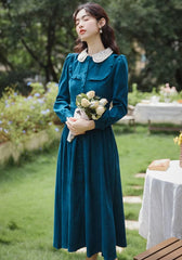 Vintage French Style Lace Peter Pan Collar Loose Dress