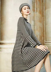 Vintage Geometric Thick Warm Mid-Calf Sweaters Dress