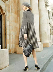 Vintage Geometric Thick Warm Mid-Calf Sweaters Dress