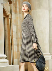 Vintage Geometric Thick Warm Mid-Calf Sweaters Dress