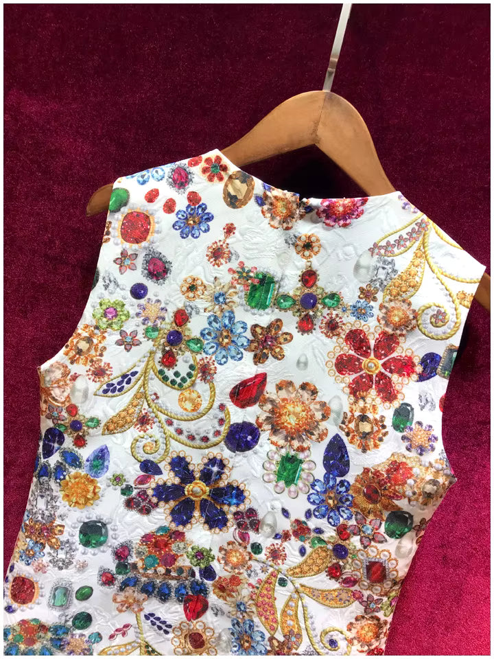 Vintage Gorgeous Crystal Beading Runway Mini Dress