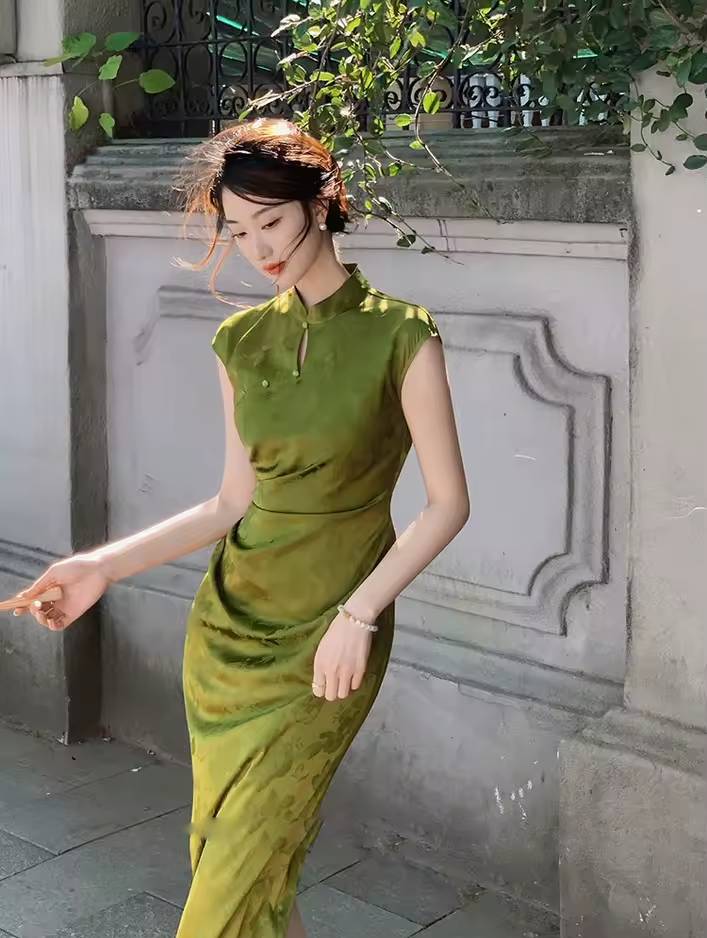 Vintage Natural Literature Art Sleeveless Waist Cinching Slit Maxi Dress